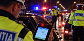Șofer prins beat criță și fără permis, pe o stradă din Craiova. Polițiștii doljeni au dat amenzi de peste 90.000 de lei în 48 de ore