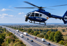 Traficul rutier din Olt, supravegheat cu elicopterul. Polițiștii îi monitorizează pe șoferi din aer