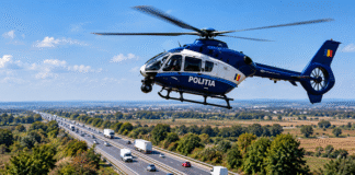 Traficul rutier din Olt, supravegheat cu elicopterul. Polițiștii îi monitorizează pe șoferi din aer