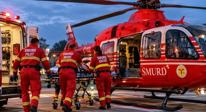 Evacuare medicală SMURD la apus