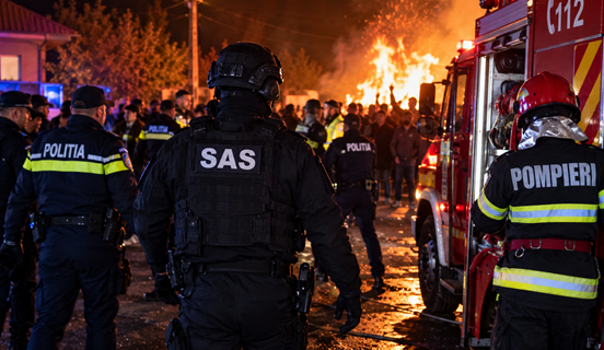 Intervenție nocturnă la incendiu