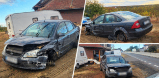 A furat o mașină lăsată cu cheile pe bord și a făcut accident. Tânăr de 24 de ani, reținut de polițiști/ FOTO